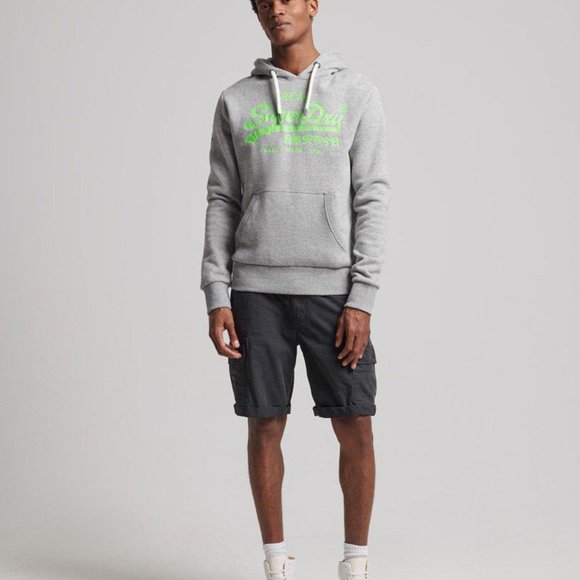 Superdry Mens Vintage Logo AC Hood Pullover Overhead Hoody Long Sleeve Grey Sz M - Picture 2 of 6